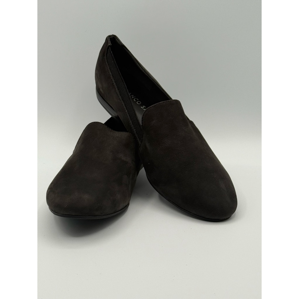 Franco Sarto Senate Loafers 6.5M – Black Suede Leather Slip-On Flats